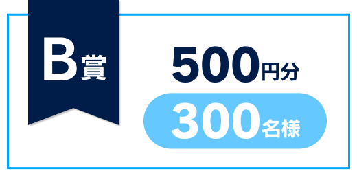 B賞　500円分×300名様